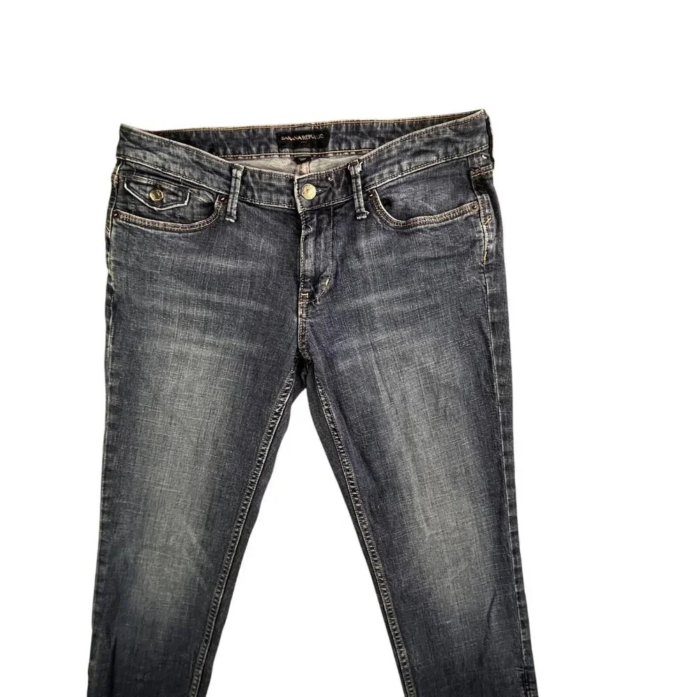 Banana Republic Jeans Womens 8 Blue Stretch Denim Straight Leg Classic Fit Pants - Picture 5 of 16